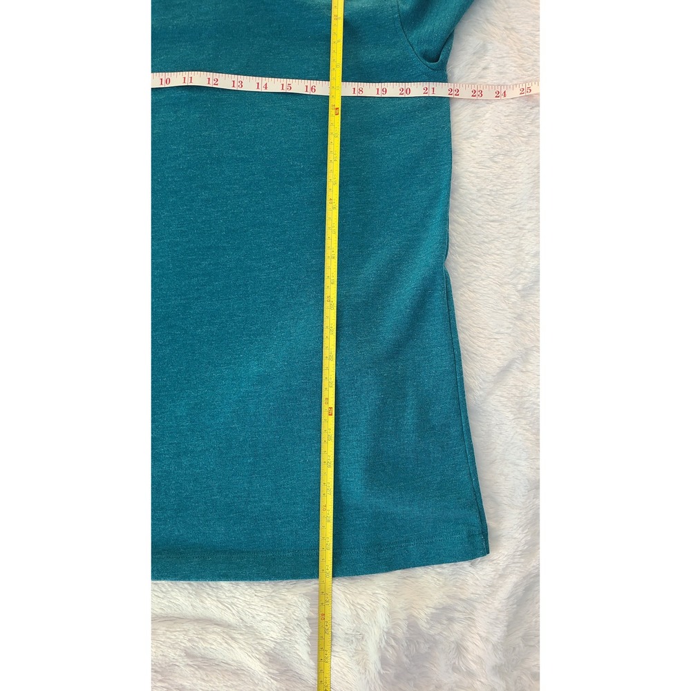 Soft Surroundings Brinley Teal Cowl Neck Button Tunic Sweatshirt L 2EZ87 599FA22 - Picture 3 of 8